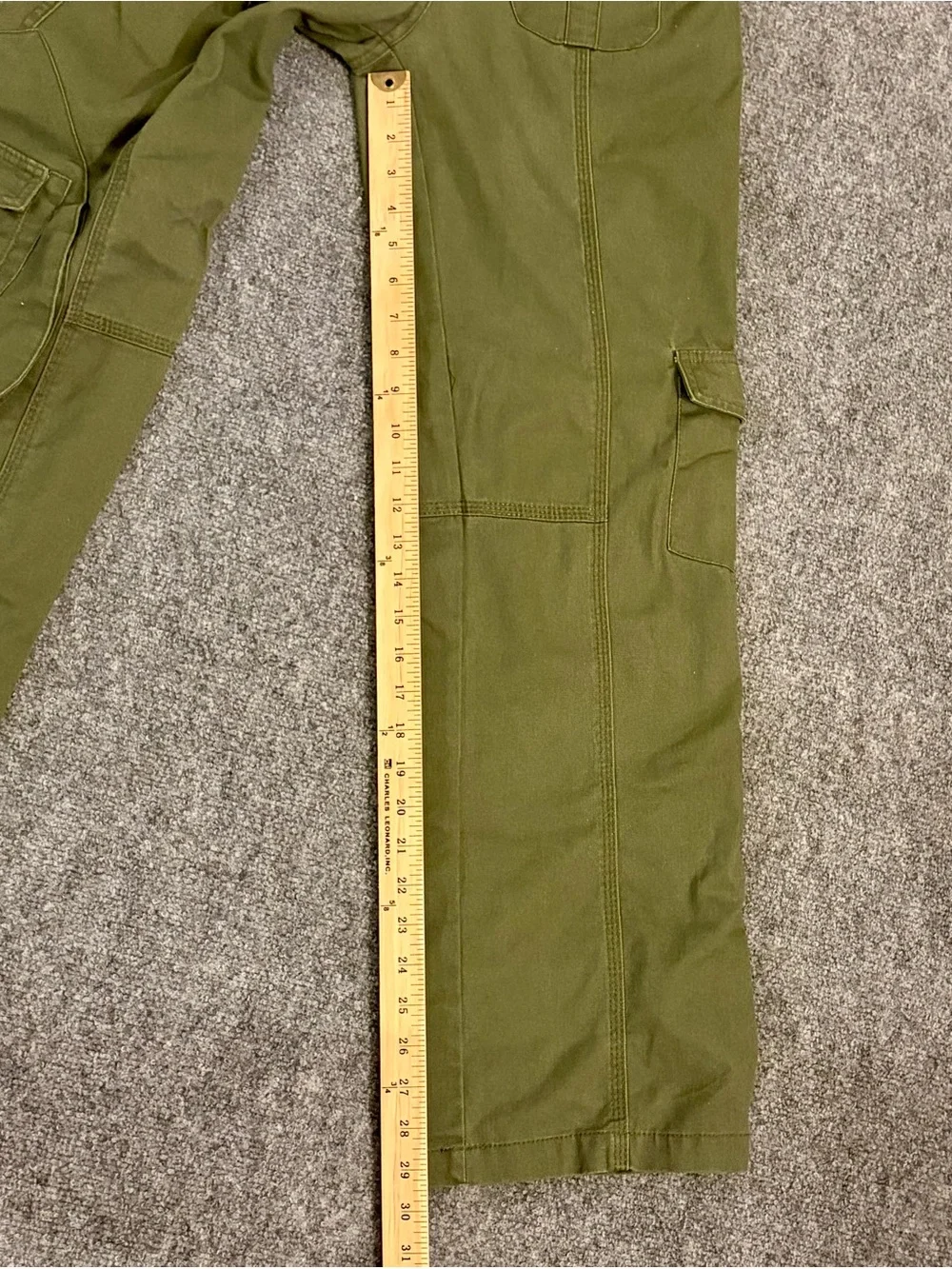 Brandy Melville Olive Green Cargo Pants Straight Leg Utility Pockets Drawstring